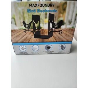 Maxfoundry Bird On Branch‎ Black Metal Bookends New In Box